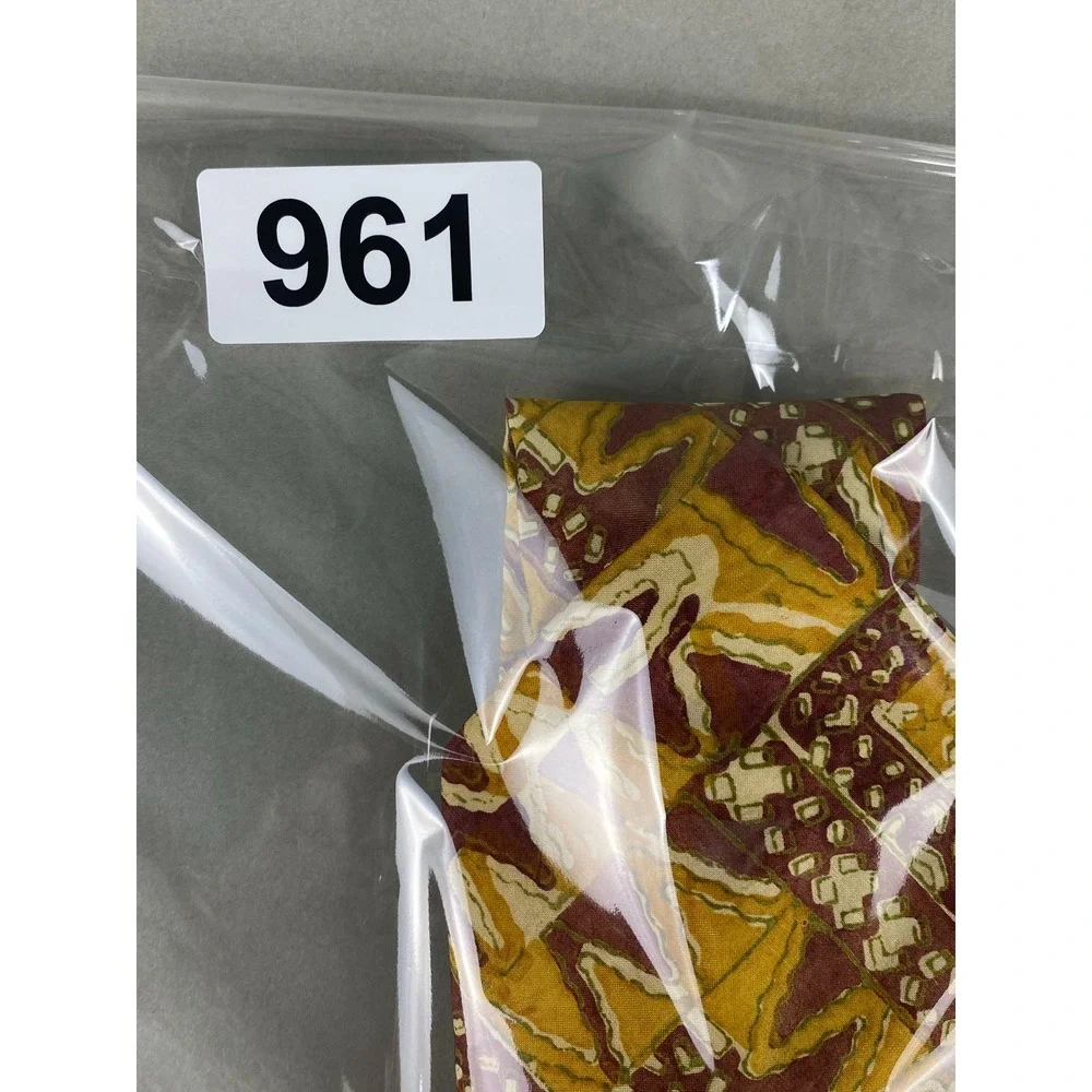 HanFabs Mens Silk Tie Batik Geometric Yellow Brown Rust Tribal Artsy Tribal 56x4